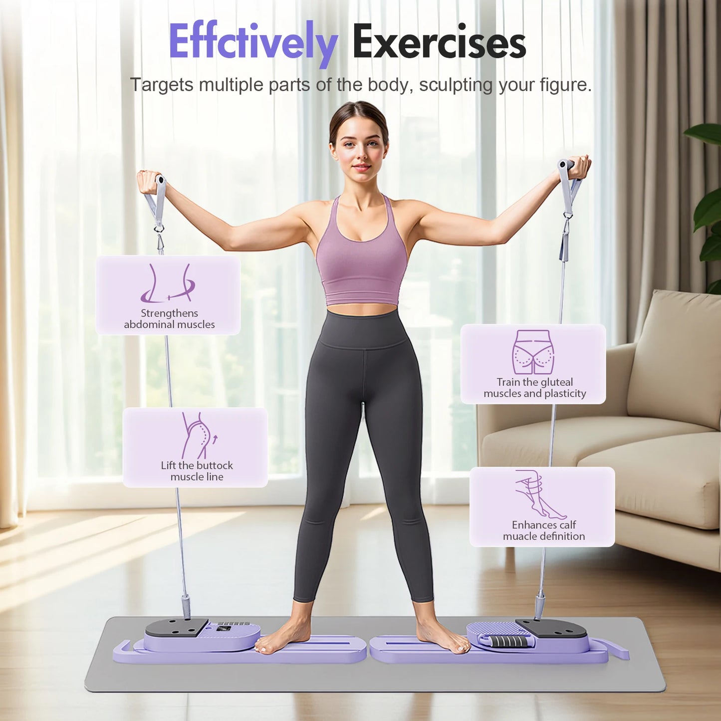 Dual-Track Pilates Reformer & Ab Board – 40+ Full-Body Workouts, Foldable Smart Fitness System