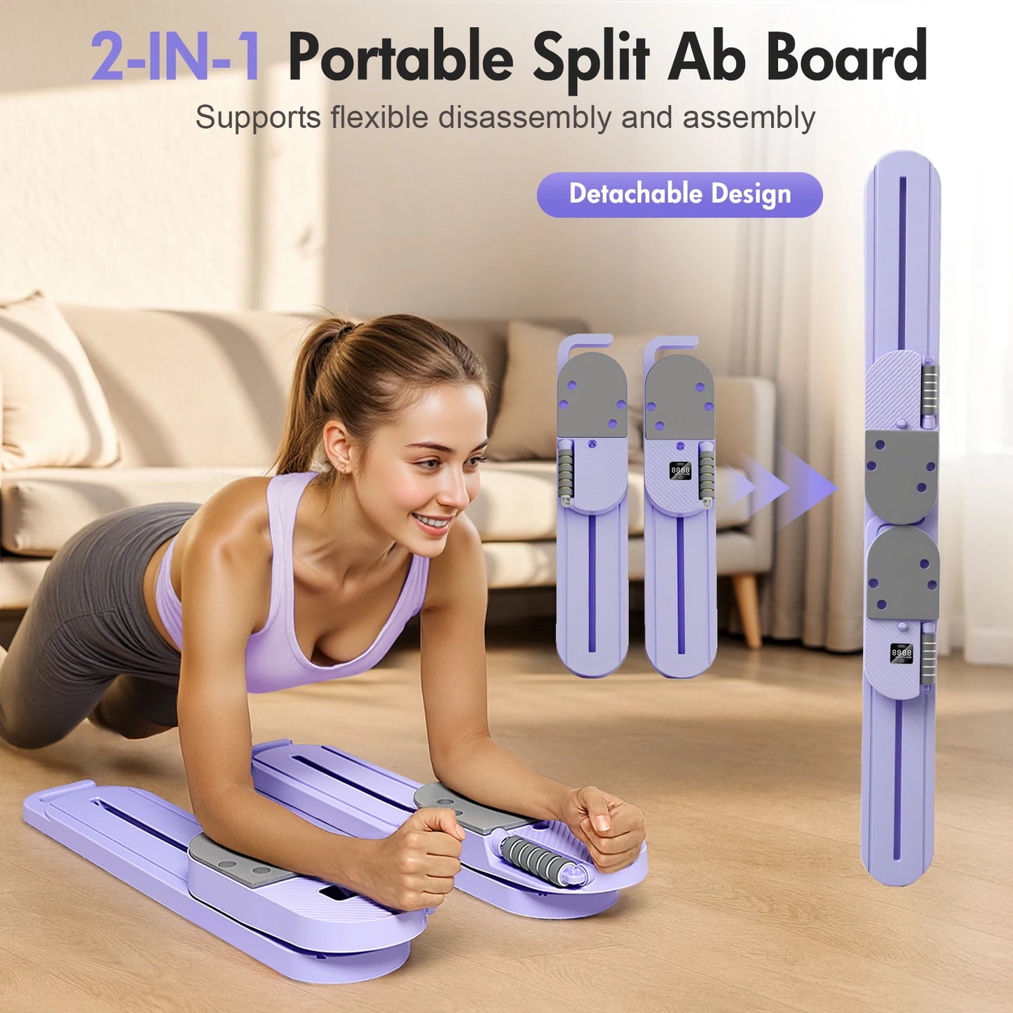 Dual-Track Pilates Reformer & Ab Board – 40+ Full-Body Workouts, Foldable Smart Fitness System