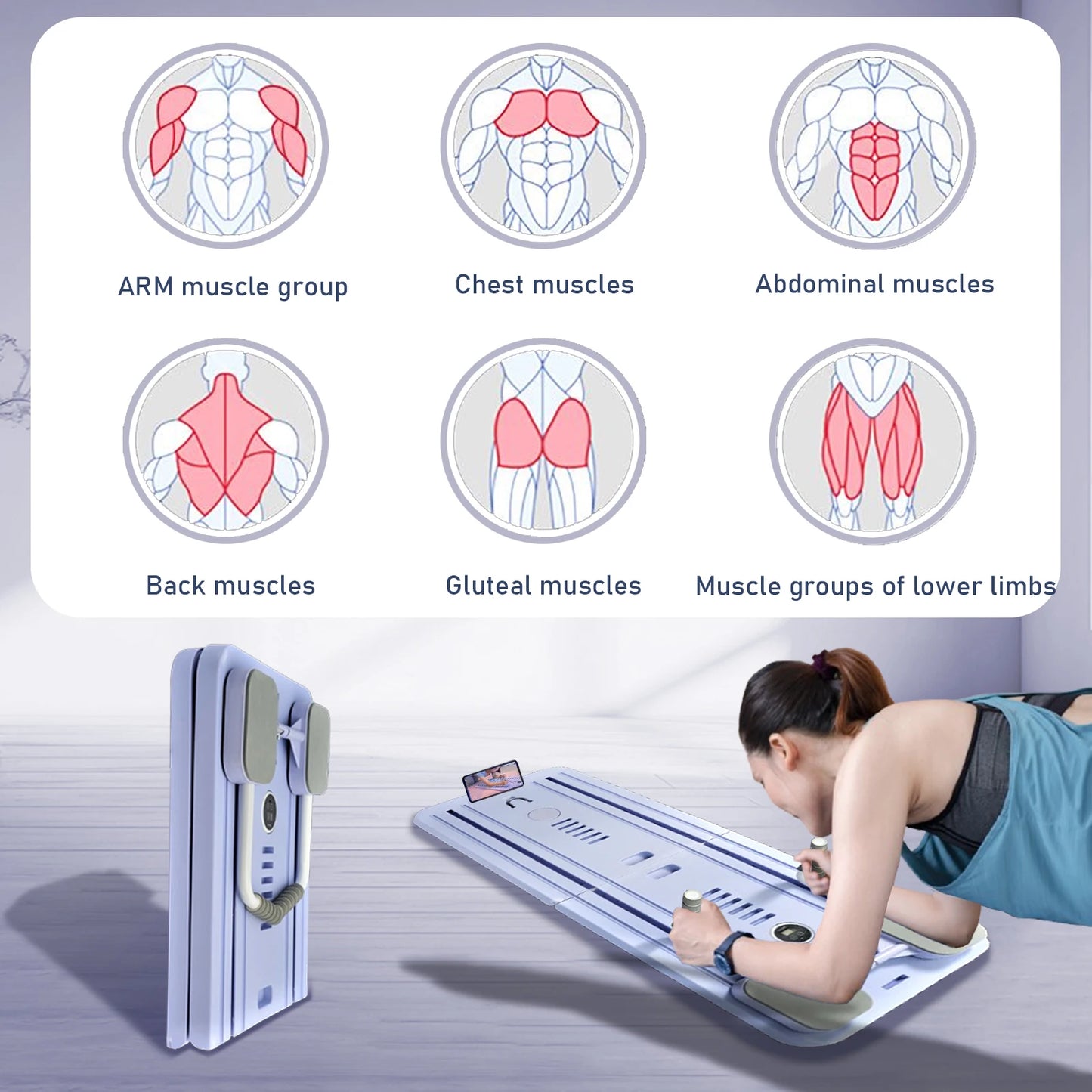 Multi-Functional Ab Board – Auto-Rebound Resistance Trainer with Smart Timer & Knee Protection