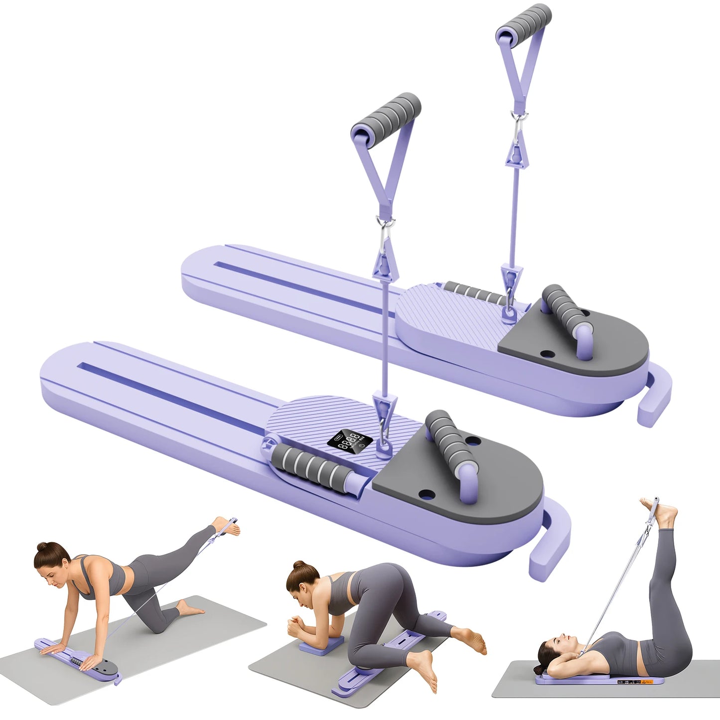 Dual-Track Pilates Reformer & Ab Board – 40+ Full-Body Workouts, Foldable Smart Fitness System