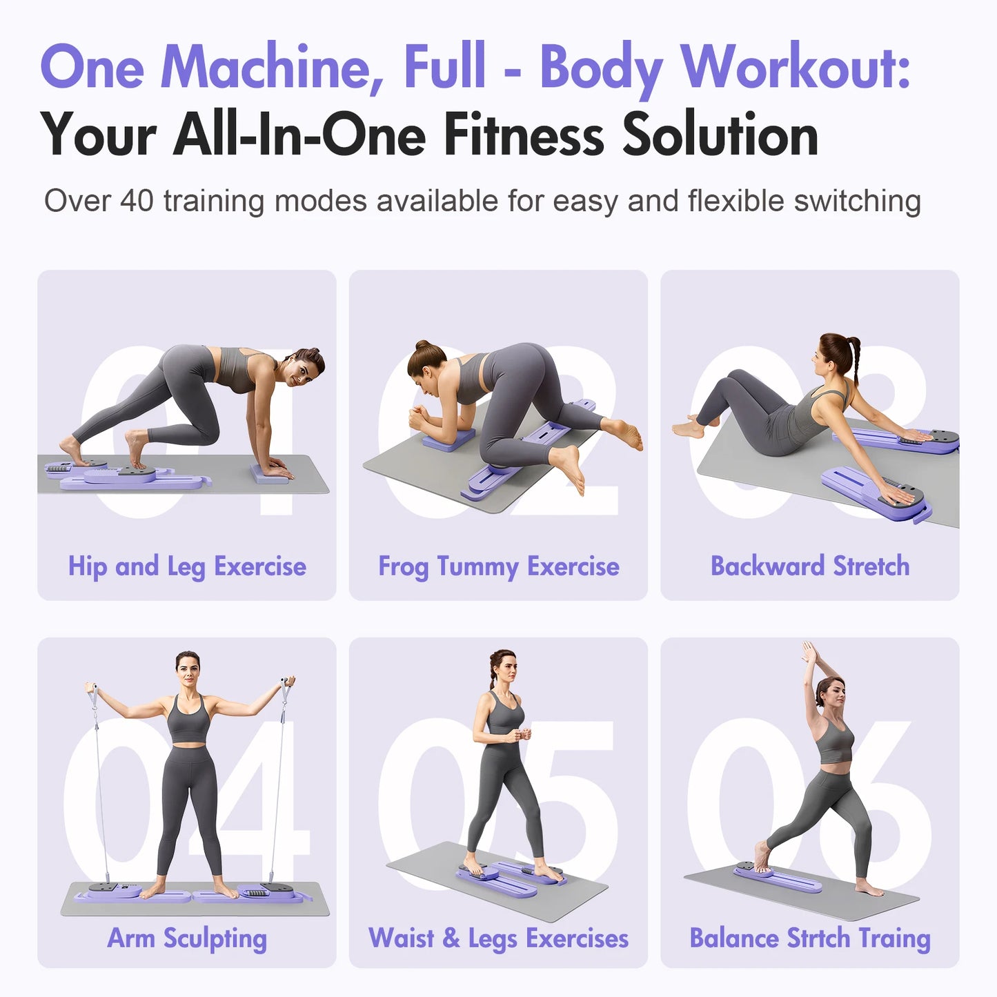 Dual-Track Pilates Reformer & Ab Board – 40+ Full-Body Workouts, Foldable Smart Fitness System