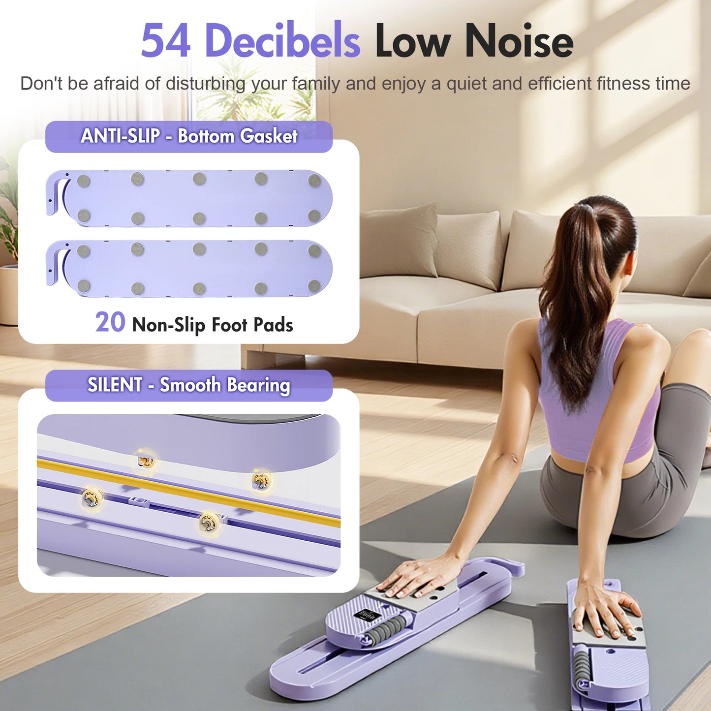 Dual-Track Pilates Reformer & Ab Board – 40+ Full-Body Workouts, Foldable Smart Fitness System