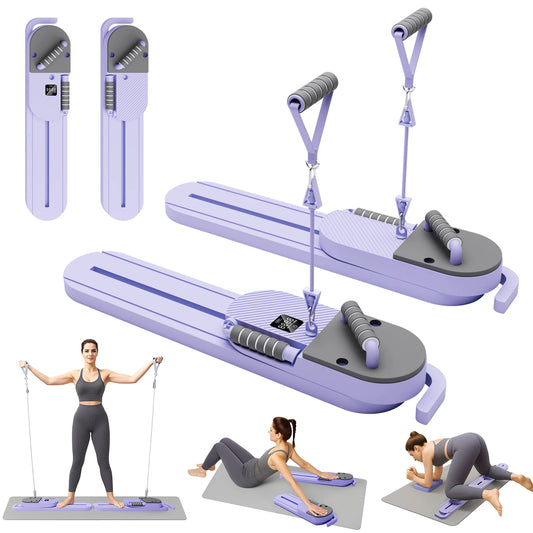 Dual-Track Pilates Reformer & Ab Board – 40+ Full-Body Workouts, Foldable Smart Fitness System