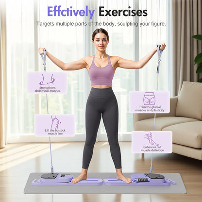 Dual-Track Pilates Reformer & Ab Board – 40+ Full-Body Workouts, Foldable Smart Fitness System