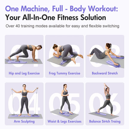 Dual-Track Pilates Reformer & Ab Board – 40+ Full-Body Workouts, Foldable Smart Fitness System