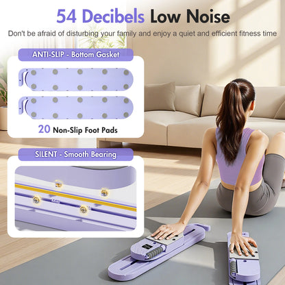 Dual-Track Pilates Reformer & Ab Board – 40+ Full-Body Workouts, Foldable Smart Fitness System